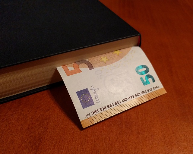 kniha se záložkou – eurem